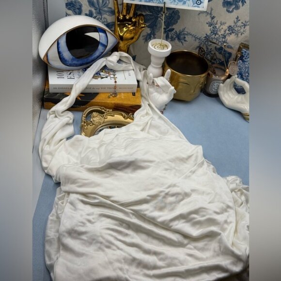 🆕 RAT & BOA 🧿 NWOT Winona White Slinky Cowl Neck Jersey Gown, Sz M - Picture 12 of 16